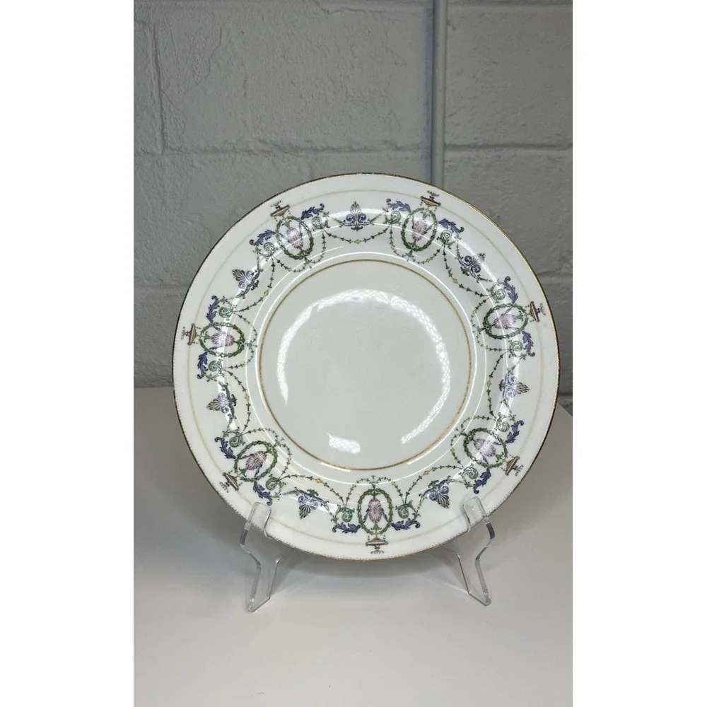 Minton H2581 Chop Plate Charger Garland Urns Floral Gold Pink Blue‎ Green 12.5